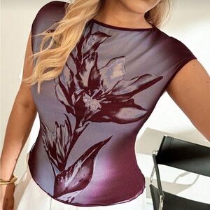 Floral Print Women's Top - Purple